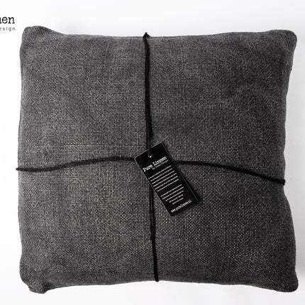 Linnen Sierkussen Ruth Grey/Black Stone Washed 50x50 – 100% Linnen