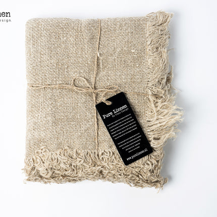 Linnen Naomi Tafelloper Naturel – 100% Linnen met Franjes