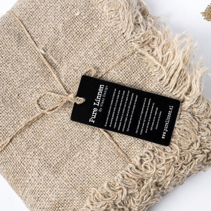 Linnen Naomi Tafelloper Naturel – 100% Linnen met Franjes
