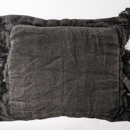 Linnen Sierkussen Ruth Grey/Black Stone Washed 70x70 – 100% Linnen