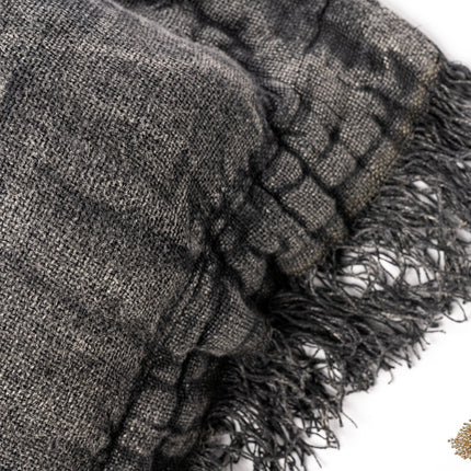 Linnen Sierkussen Ruth Grey/Black Stone Washed 70x70 – 100% Linnen