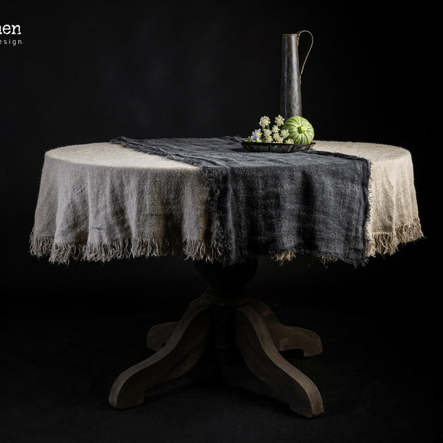 Linnen Sifra Tafelloper Stonewash – 100% Linnen met Franjes