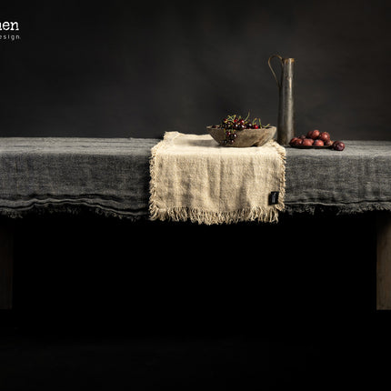 Linnen Hagar Tafelkleed Recht Stonewash – 100% Linnen met Franjes