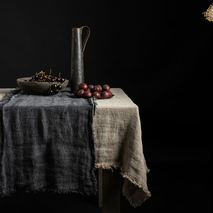 Linnen Sifra Tafelloper Stonewash – 100% Linnen met Franjes