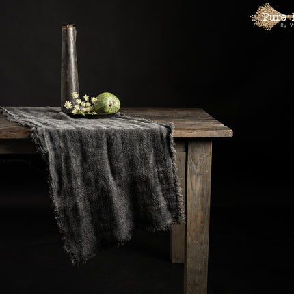 Linnen Sifra Tafelloper Stonewash – 100% Linnen met Franjes