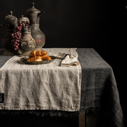 Linnen Hagar Tafelkleed Recht Stonewash – 100% Linnen met Franjes