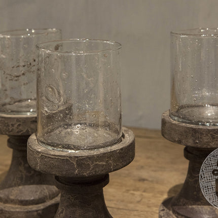 Be-Uniq Waxinehouder Isa glas op voet | India