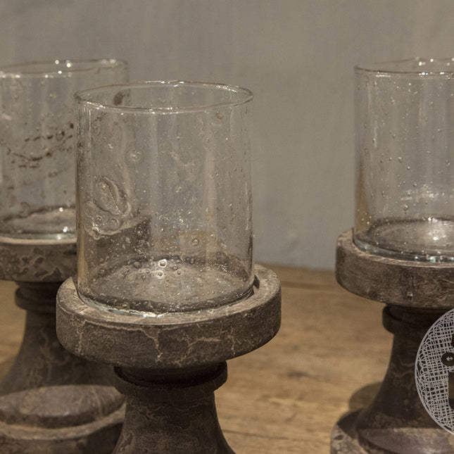 Be-Uniq Waxinehouder Isa glas op voet | India