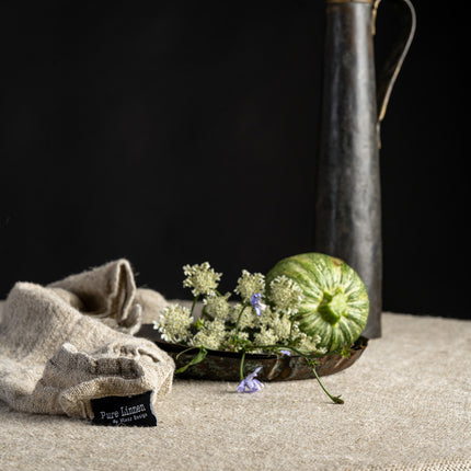 Linnen Dora Tafelkleed Rond Naturel – 100% Linnen met Franjes
