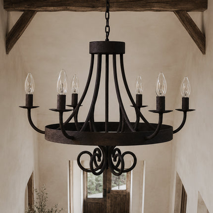 Trapa Living Kroonluchter 6 Arms – Stoere Landelijke Hanglamp van Metaal