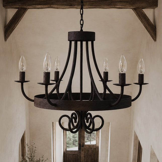 Trapa Living Kroonluchter 6 Arms – Stoere Landelijke Hanglamp van Metaal